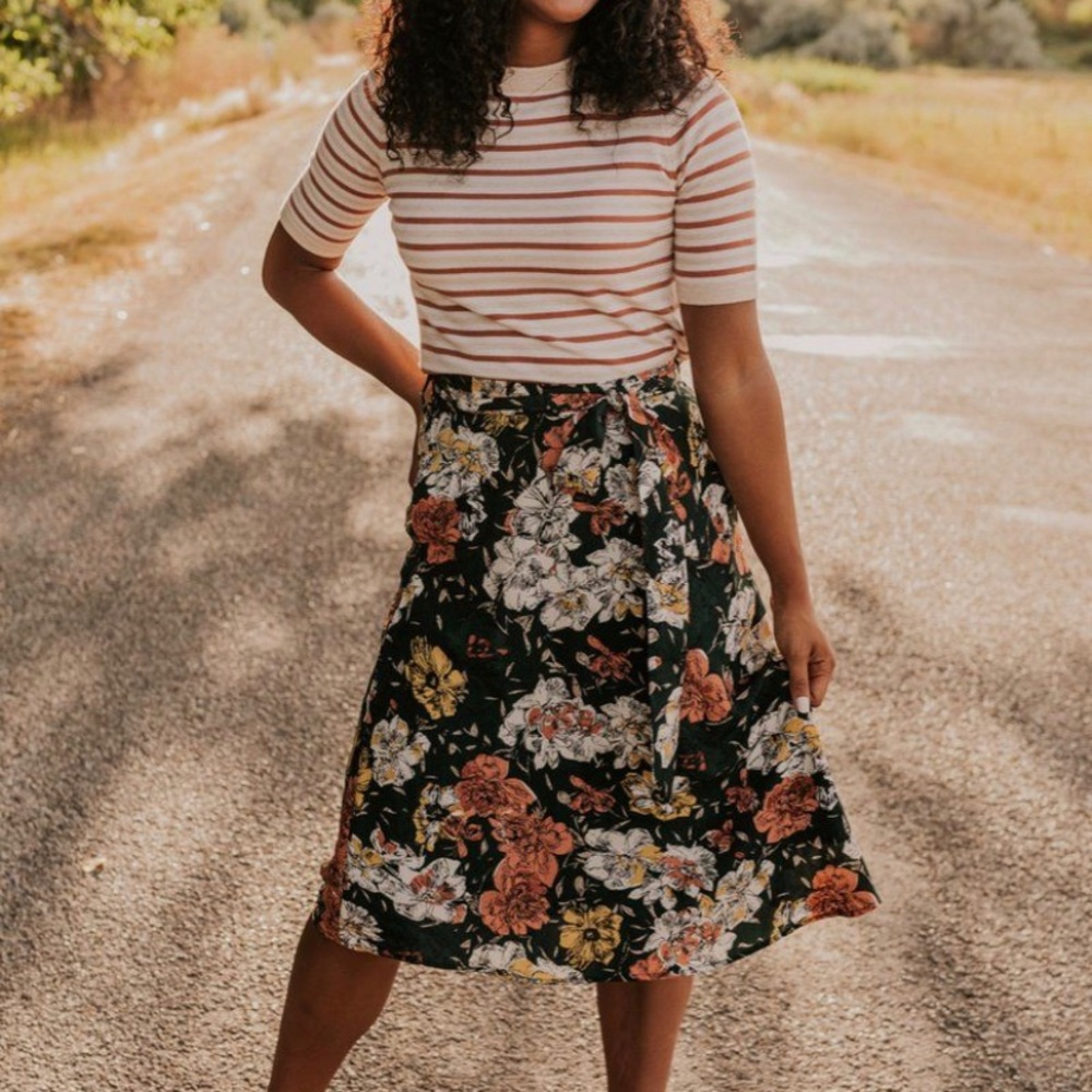 Green floral skirt from Roolee